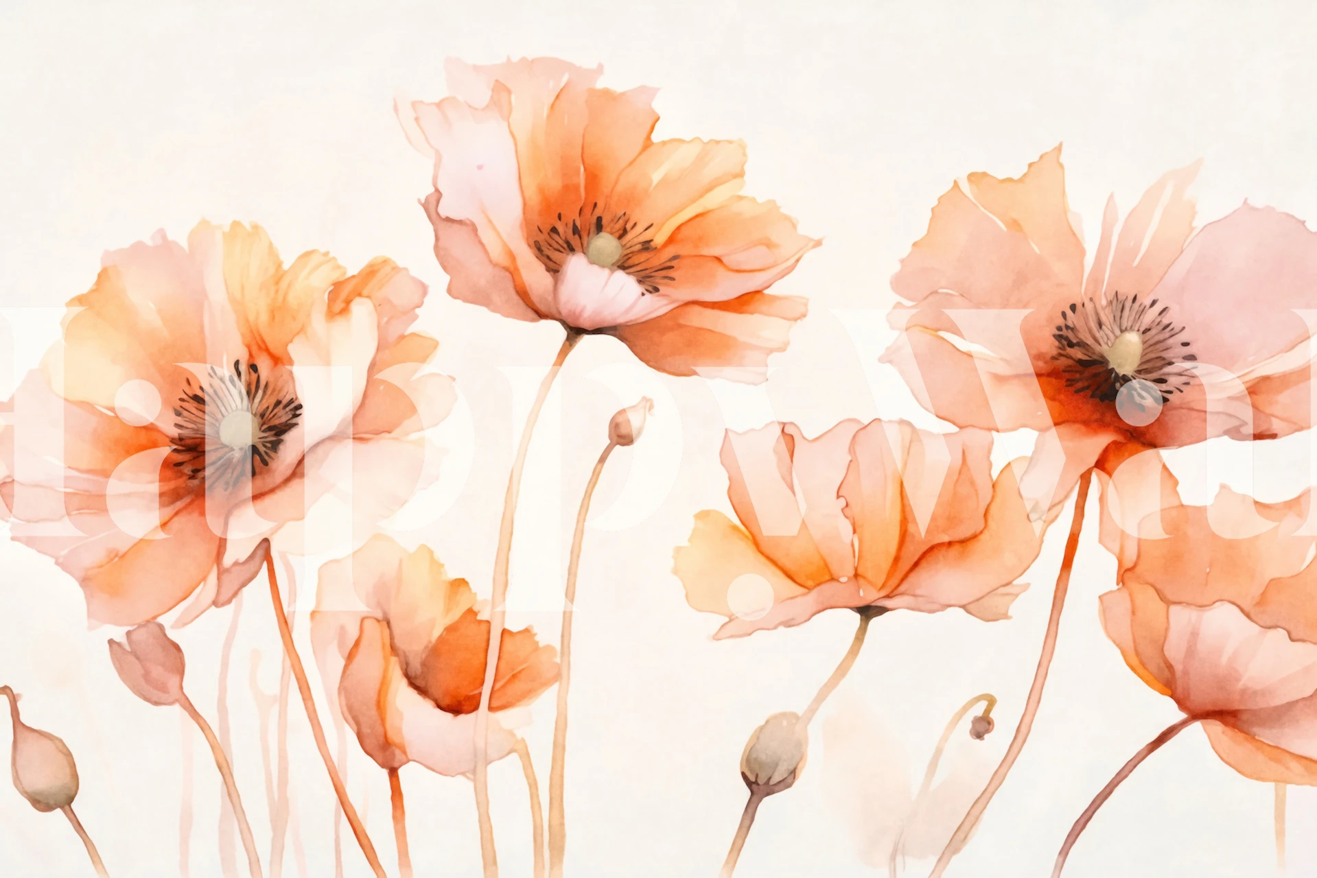 Peach Poppy wallpapirdesign i et rom