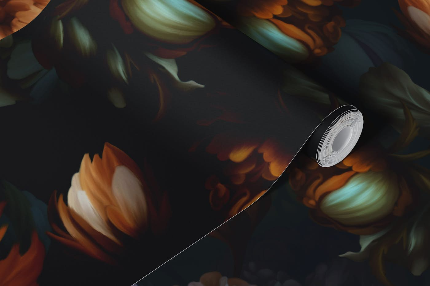 Lush Opulent Baroque Midnight Garden wallpaper roll