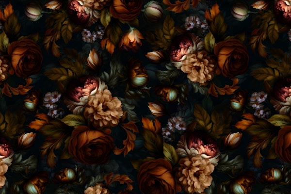 Lush Opulent Baroque Midnight Garden