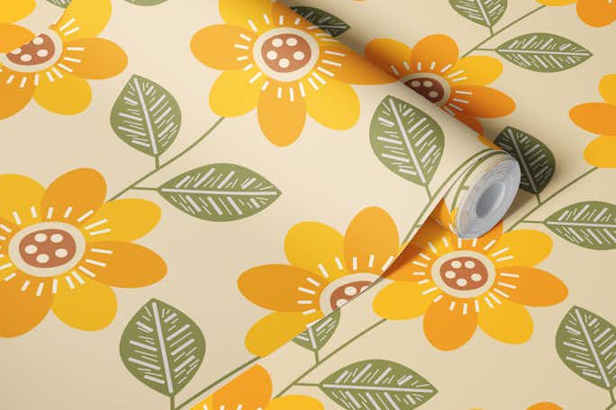 Sunflower Patternwallpaper roll