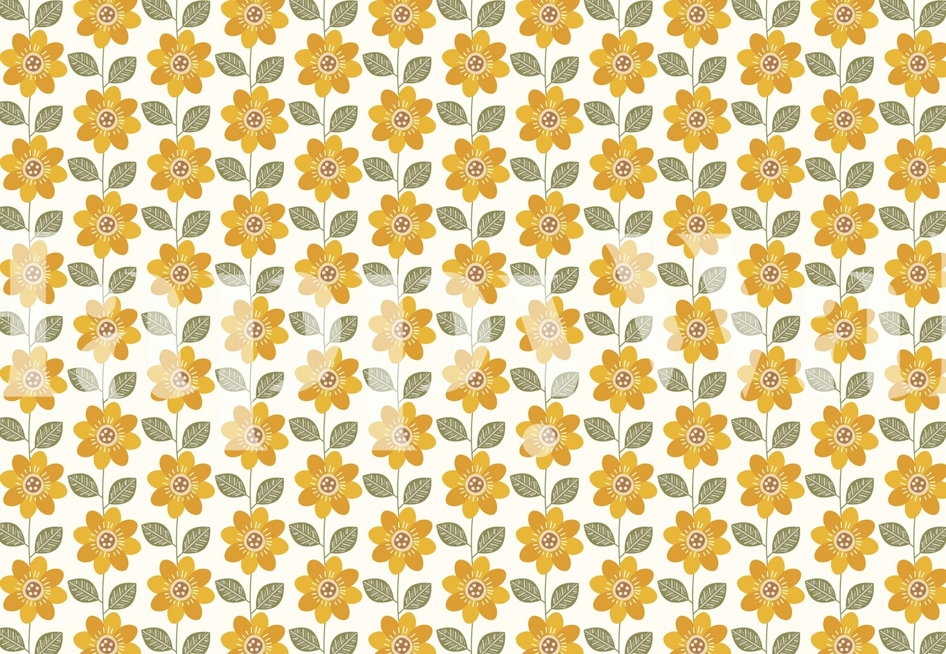 Mid Century Sunflower Meadow wallpaper design