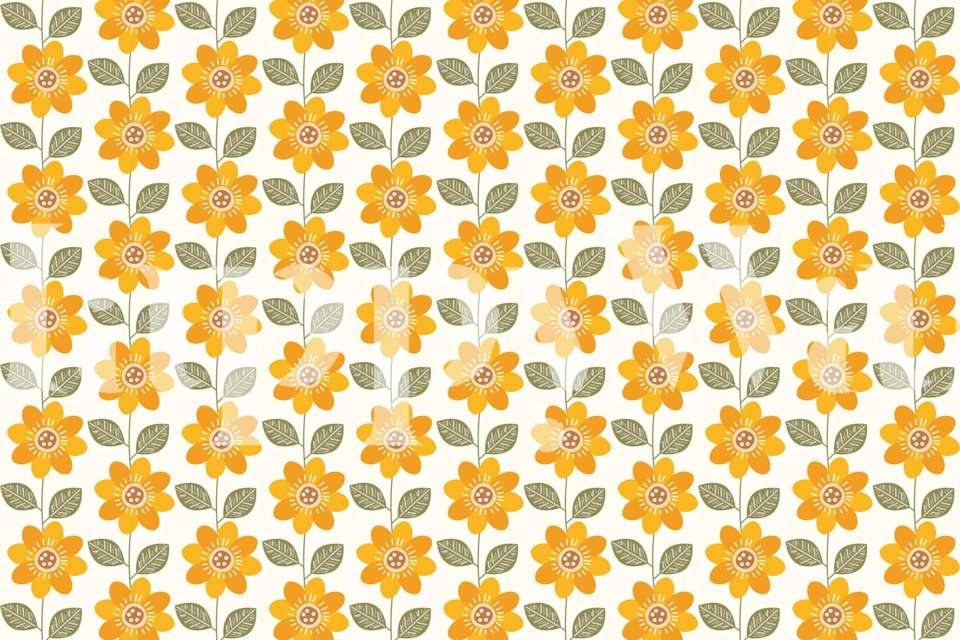 Dizajn tapete Mid Century Sunflower Meadow
