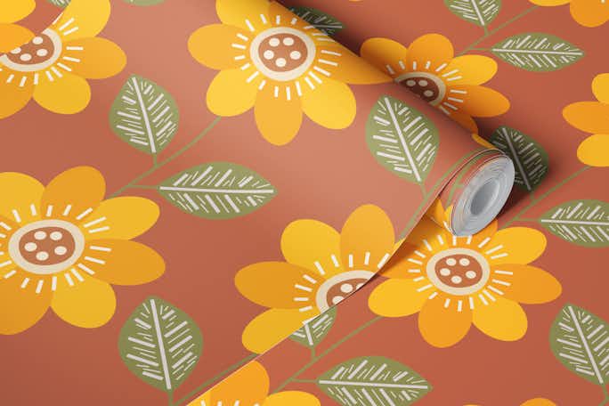 Fall Color Sunflowerwallpaper roll