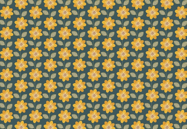 Sunflower Pattern on Teal Background