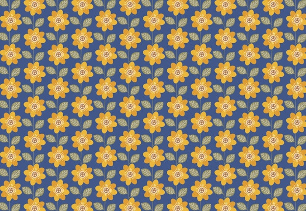 Sunflower Pattern Yellow Navy