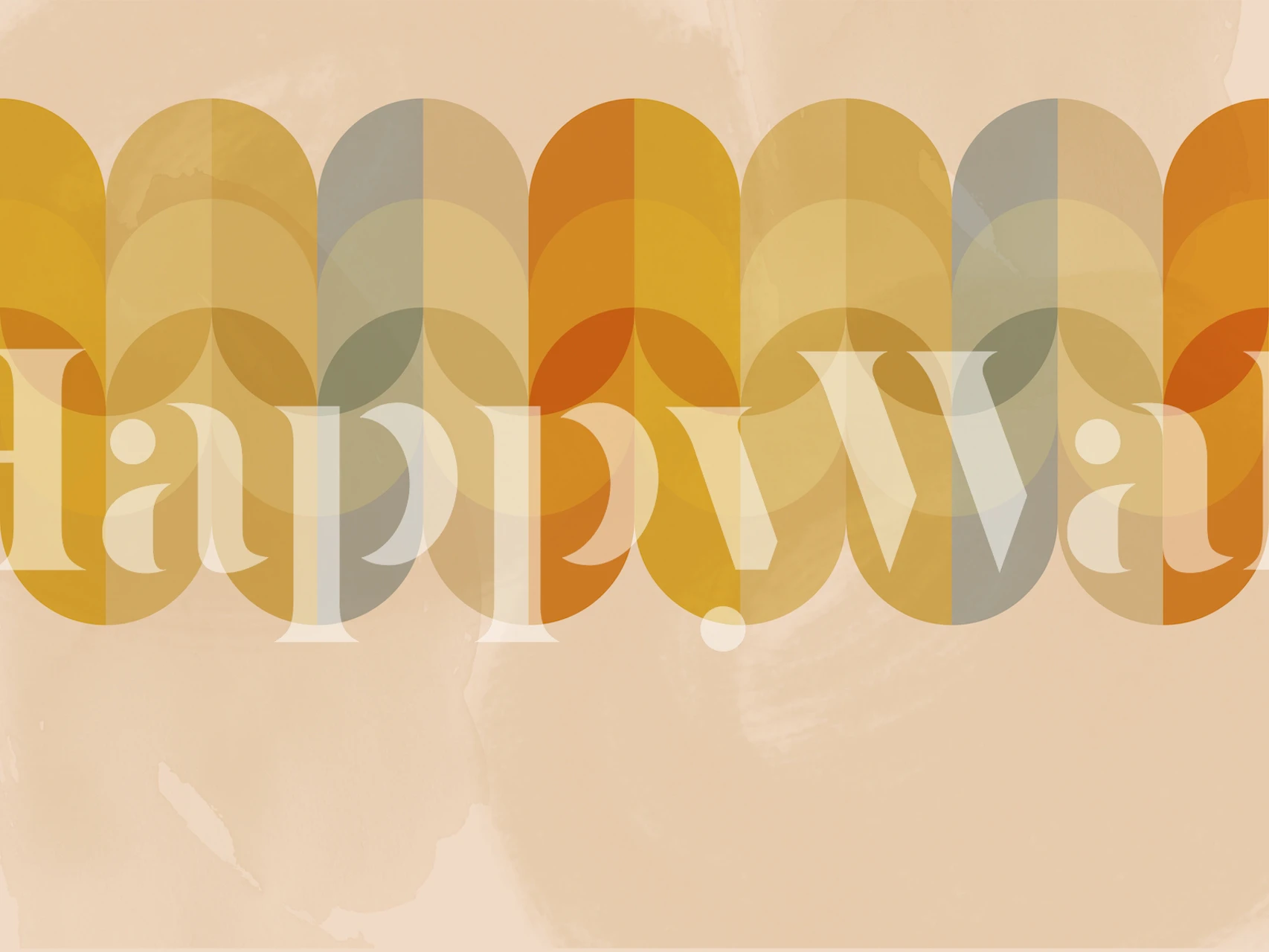 Dreamy Mid Century Rainbow Leaf tapet i et rom