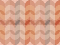 Peach Pink Mid Century Leaves tapete