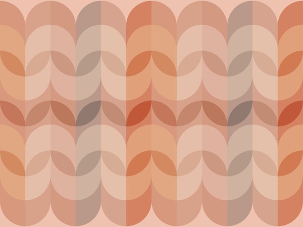 Peach Pink Mid Century Leaves