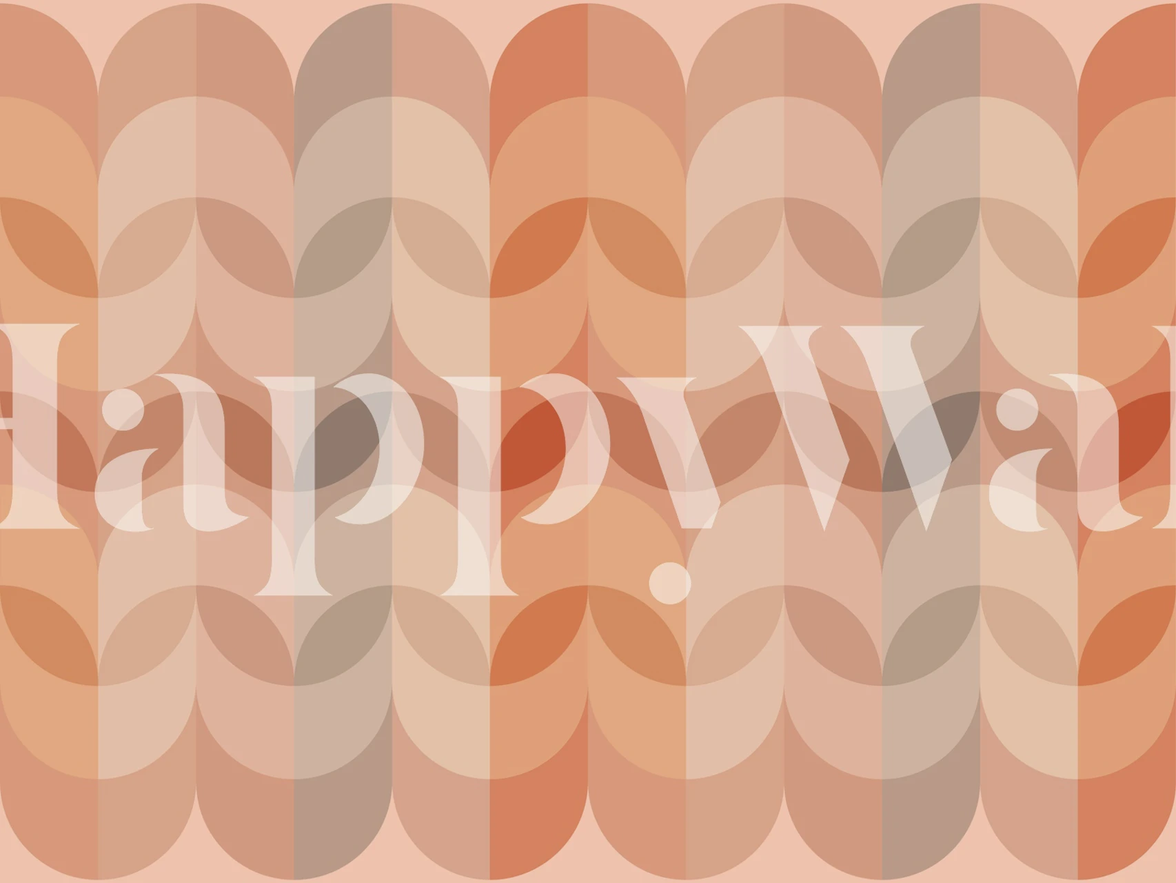 Veggmaleri i moderne stil fra midten av århundret med fersken- og rosa bladmønstre