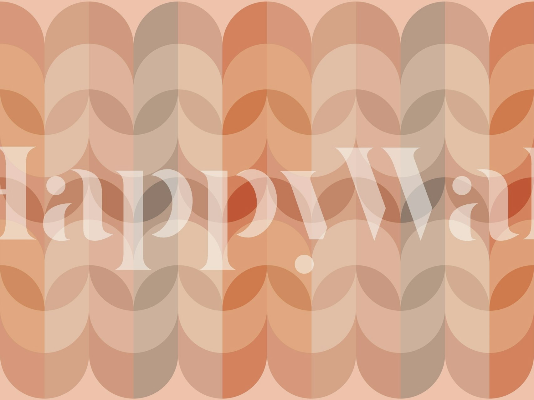 Vægmaleri i moderne stil fra midten af århundredet med fersken- og lyserøde bladmønstre