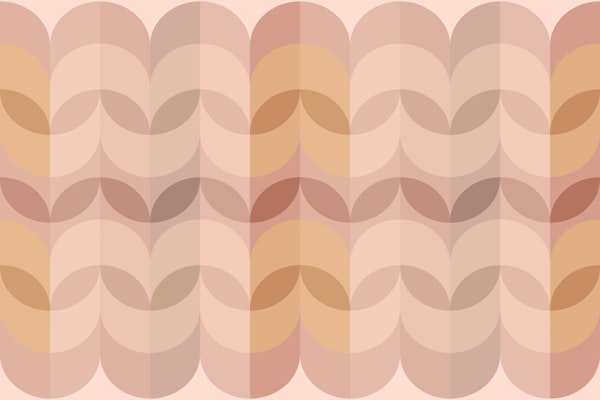 Peach Pink Mid Century Leaves