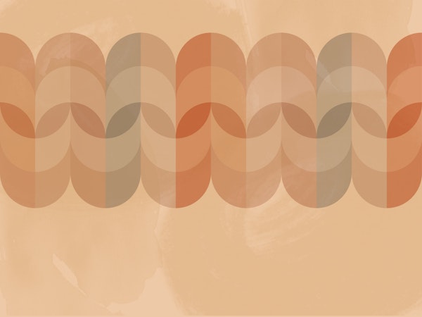 Peach Mid Century Rainbow Border