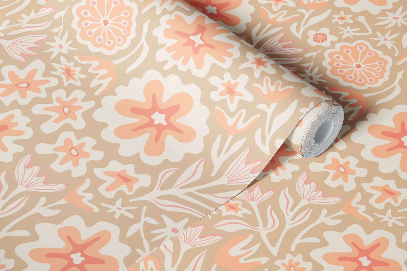 SAYULITA Tropical Floral - Peach Fuzz Large wallpaper roll