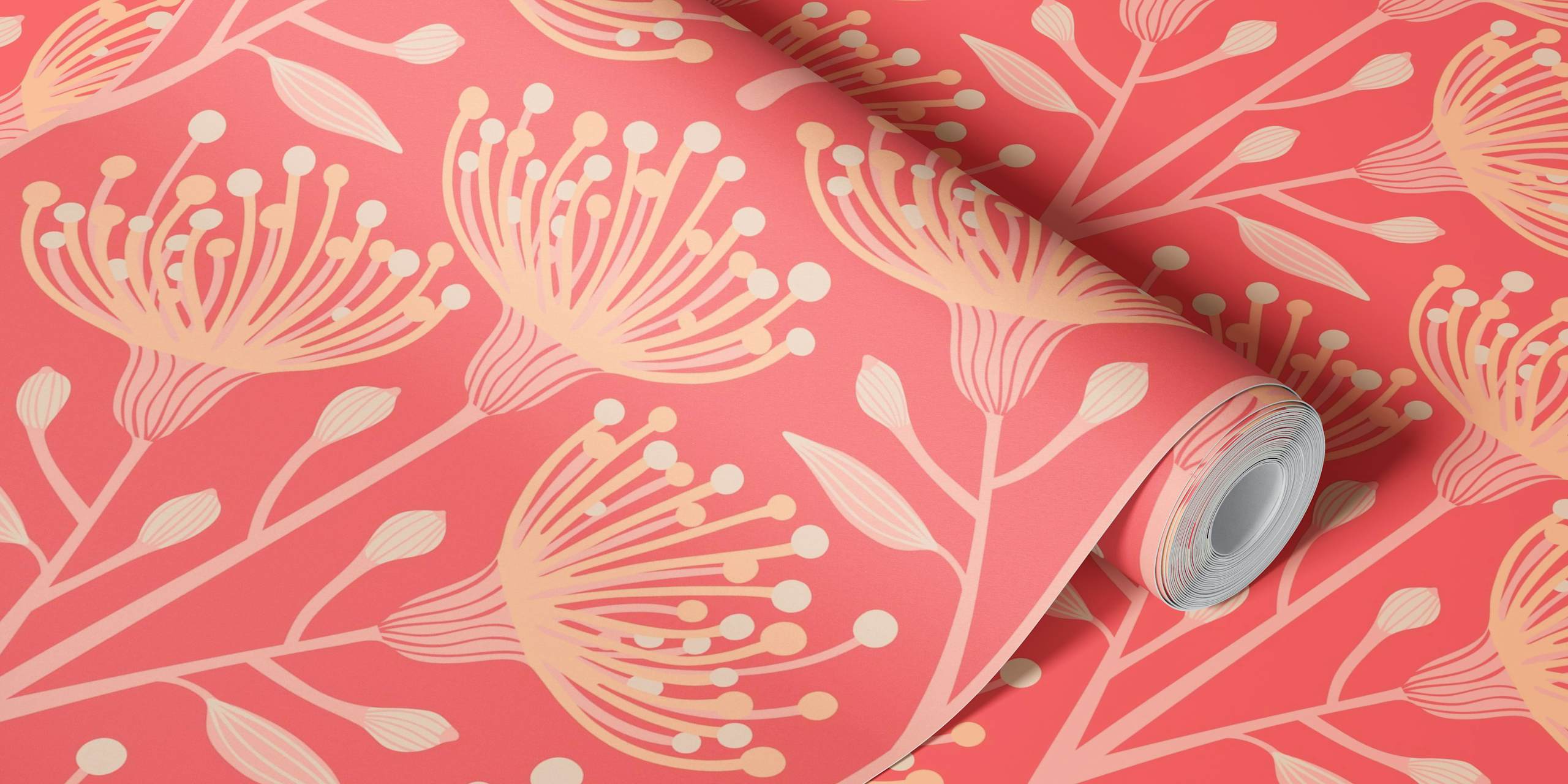 Eucalyptus floral wallpaper in a bright room