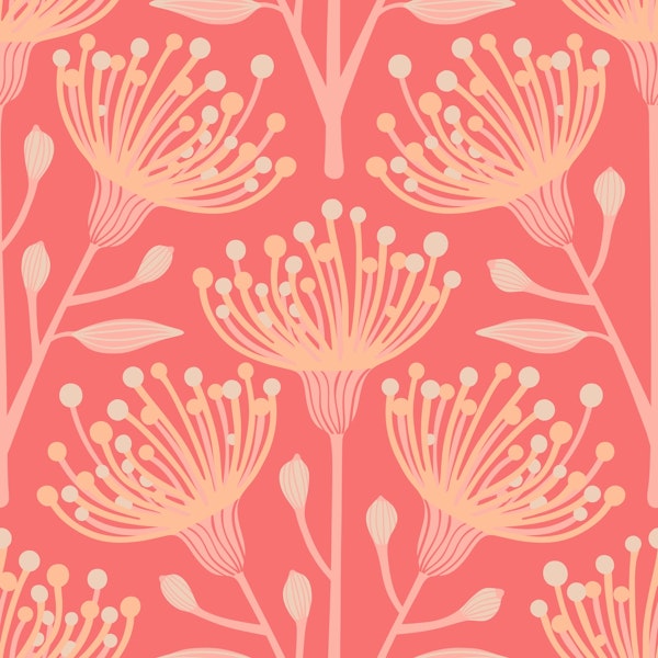 EUCALYPTUS Floral Botanical Peach Fuzz Bright