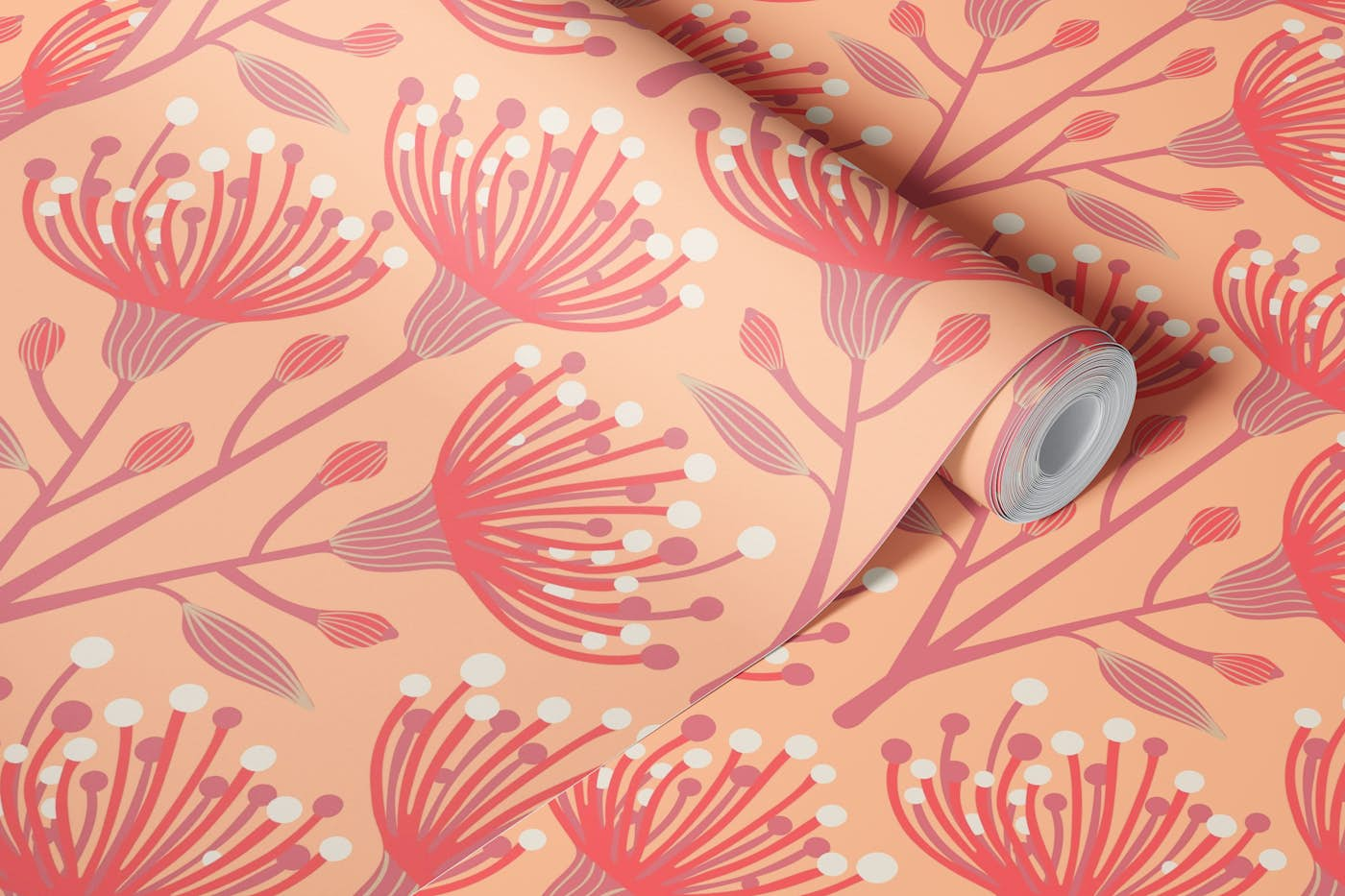 EUCALYPTUS Floral Botanical - Peach Fuzz wallpaper roll