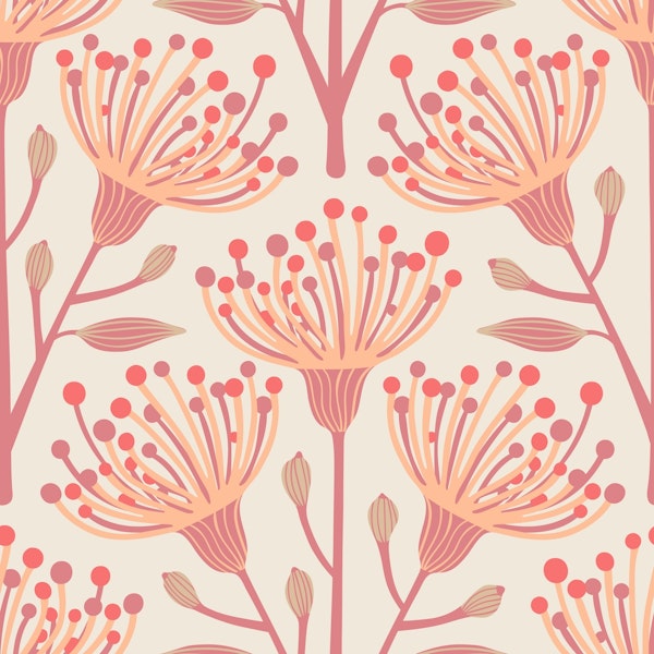 EUCALYPTUS Floral Botanical Peach Fuzz Light