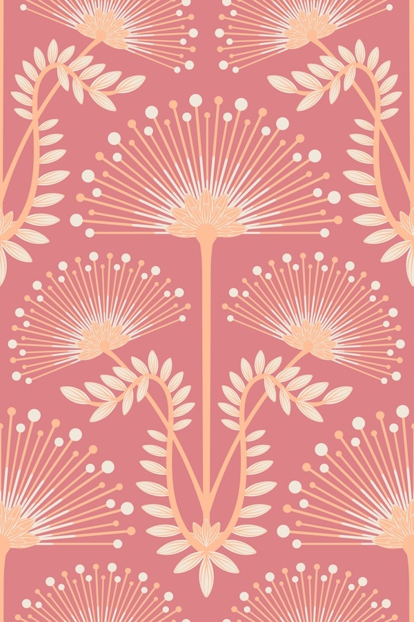 MIMOSA Art Deco Floral - Peach Rust - Large