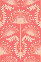 MIMOSA Art Deco Floral - Peach Coral - Large tapete