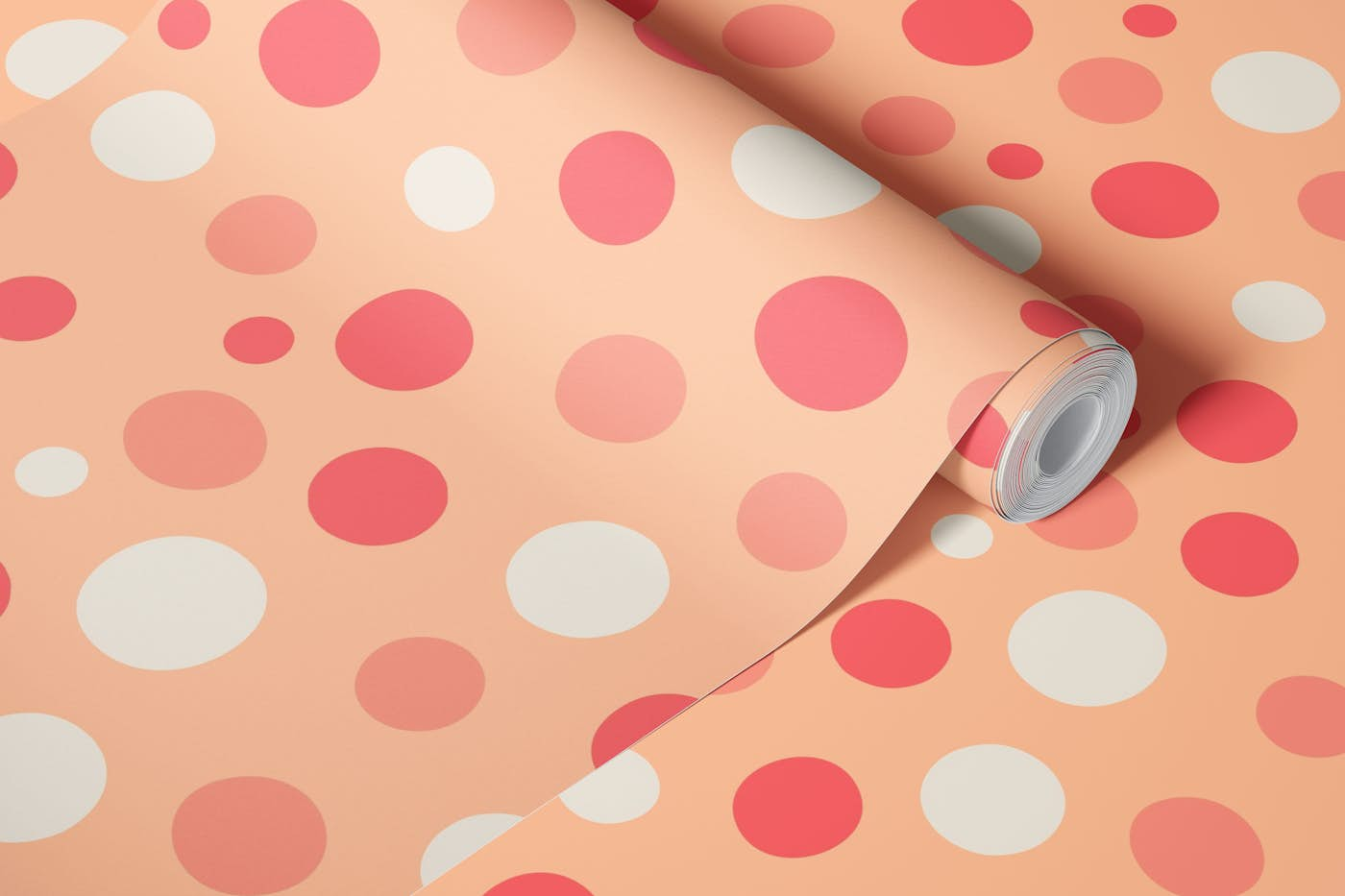 SCATTERED DOTS Simple Polka Dots - Peach Fuzz wallpaper roll