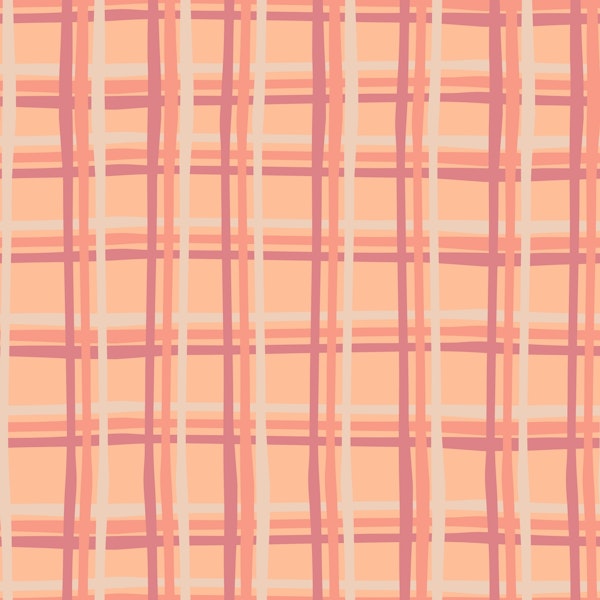 HAND-DRAWN STRIPES Plaid Grid - Peach Fuzz