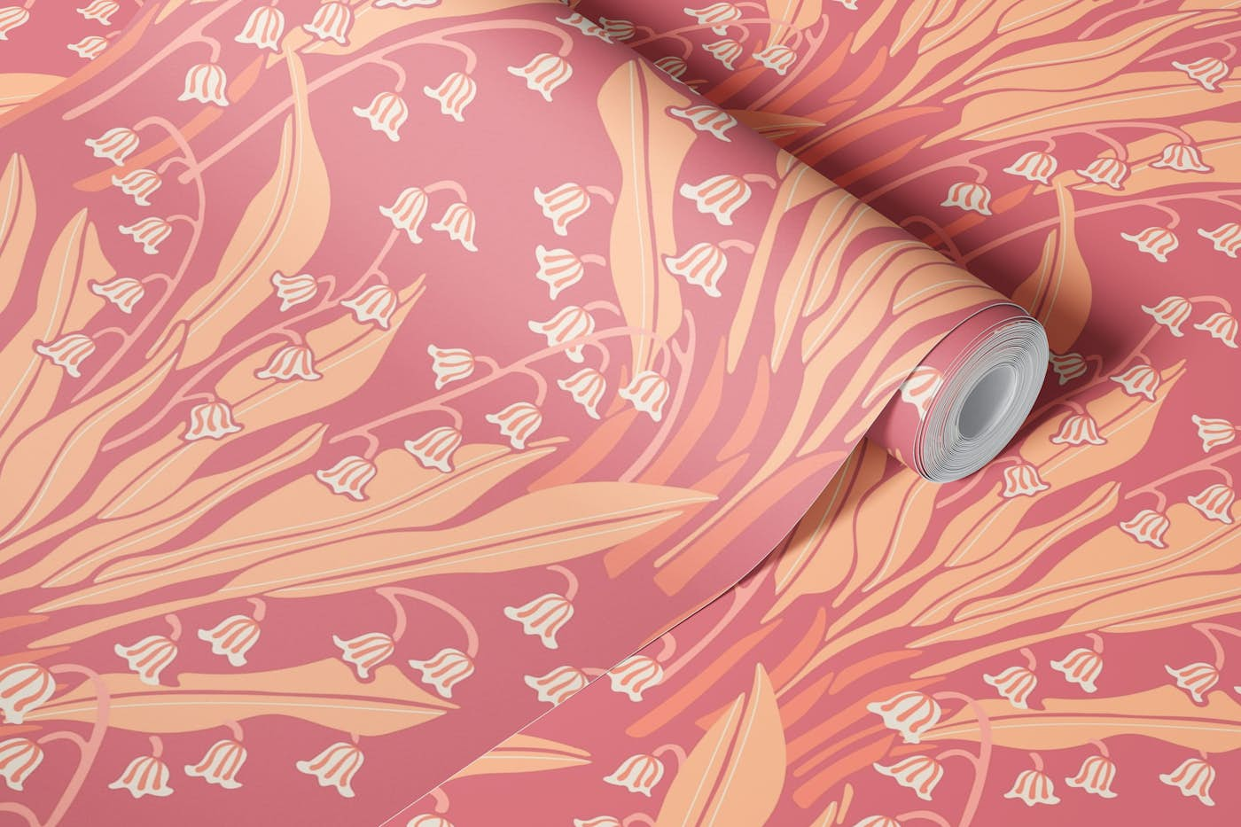 LILY OF THE VALLEY Fresh Floral - Peach wallpaper roll