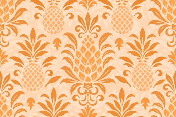 Modern Pineapple Damask Peach Orange Marigold