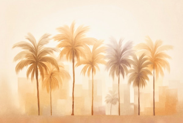 Golden Oasis Sunrise Palm Trees