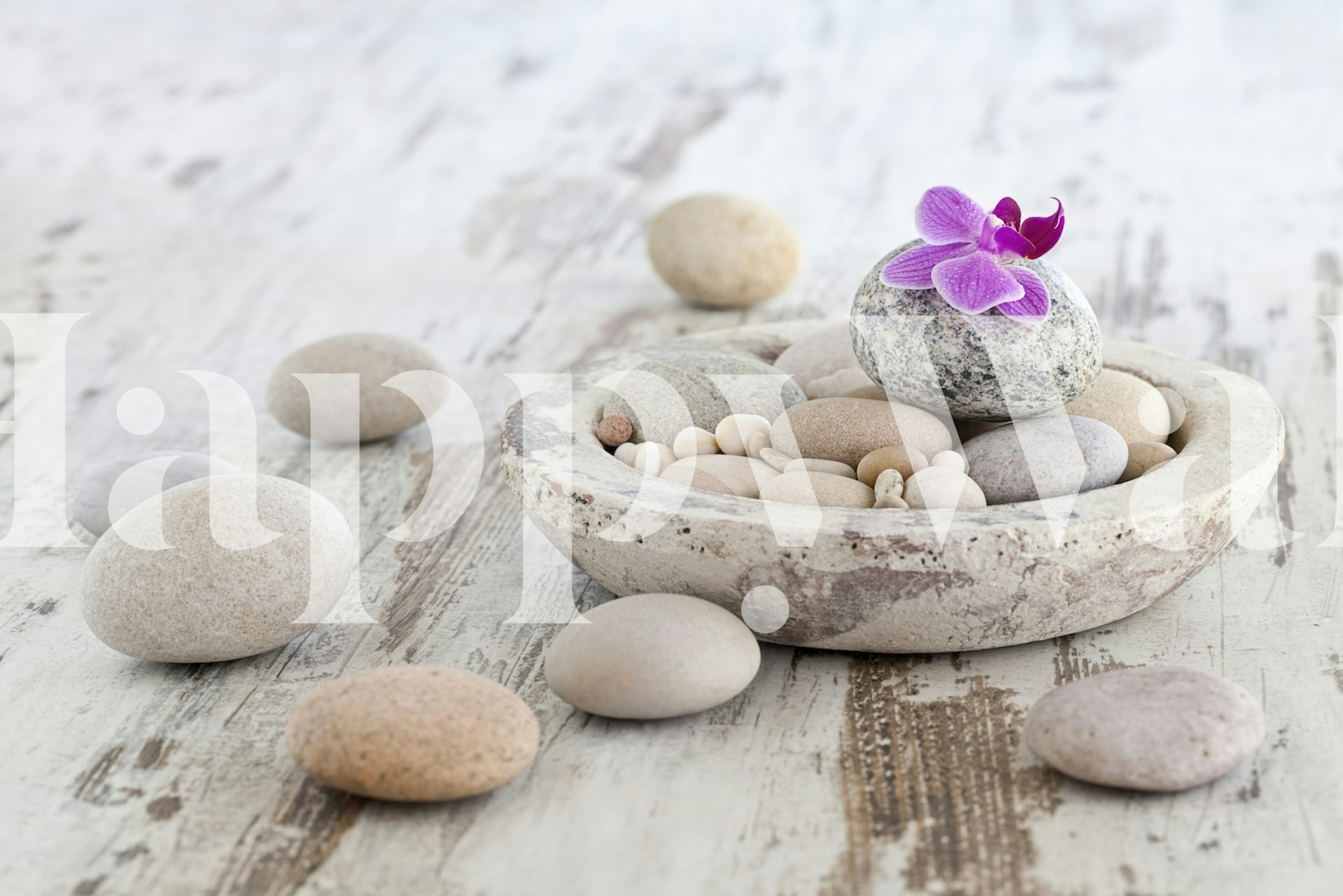 Zen style still life with pebbles and orchid wallpaper