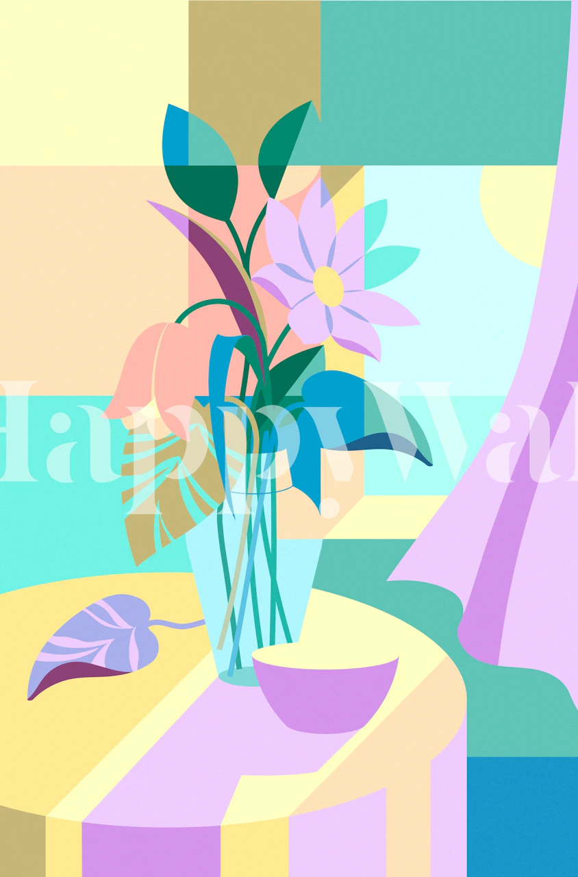 Carta da parati con una Window with Flower pot