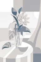 Window with Flower Pot in Neutrals tapete