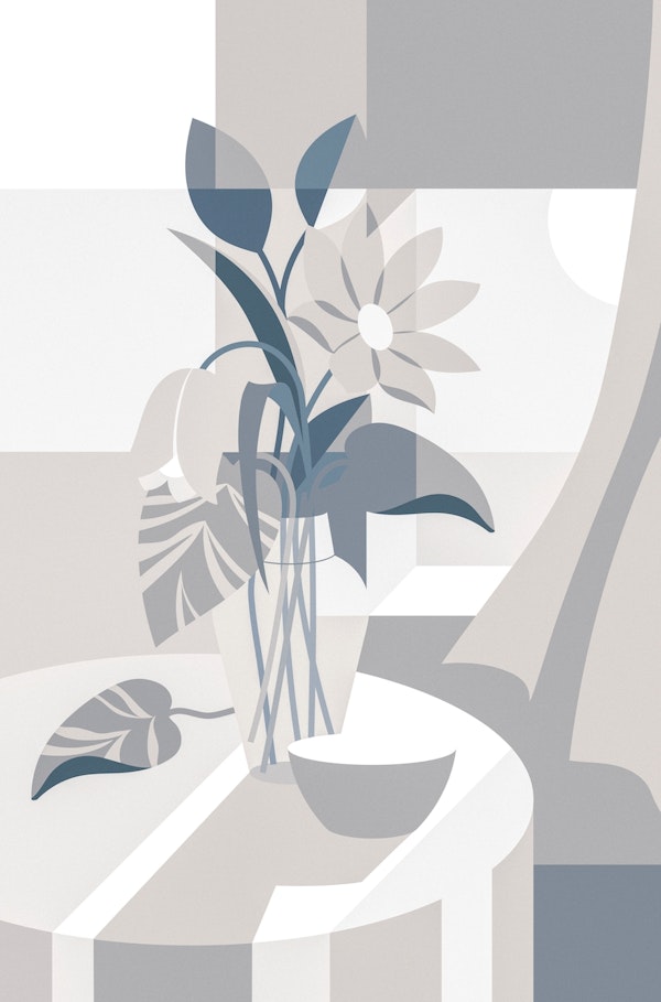 Window with Flower Pot in Neutrals