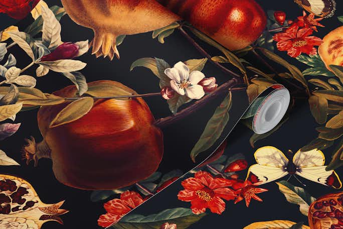 Pomegranate Garden II - Nightwallpaper roll