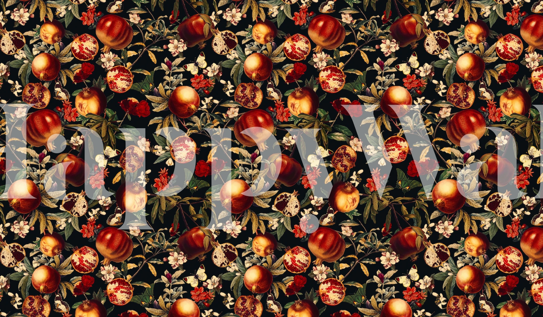 Pomegranate Garden II - Night wallpaper design