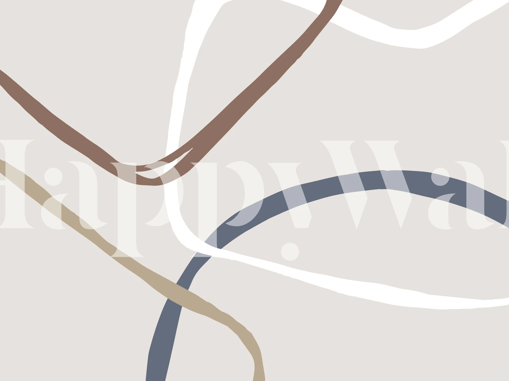 Abstract wall mural with smooth organic shapes in earthy tones