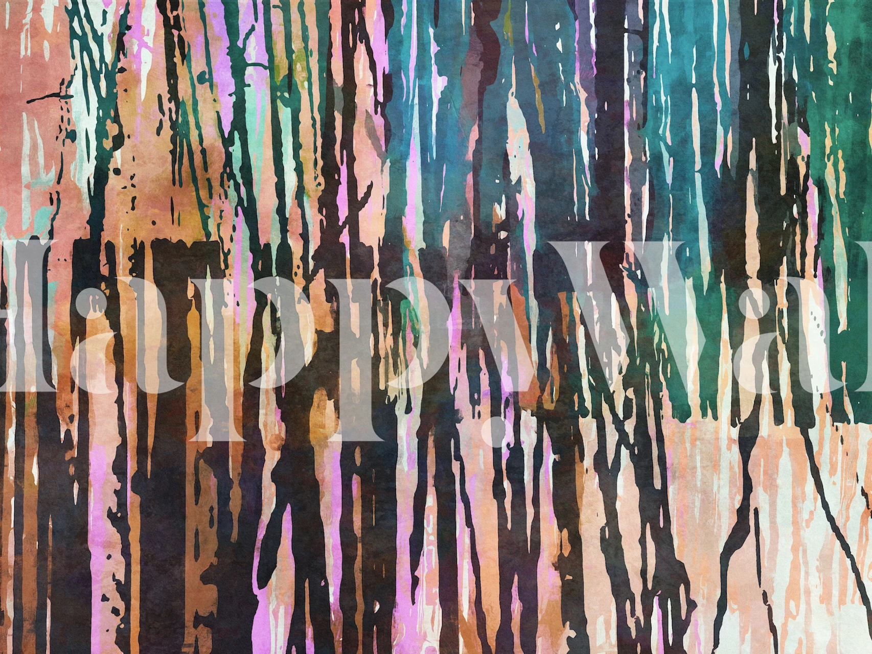 Papel de parede Colorful Rain 2 exibido em um quarto