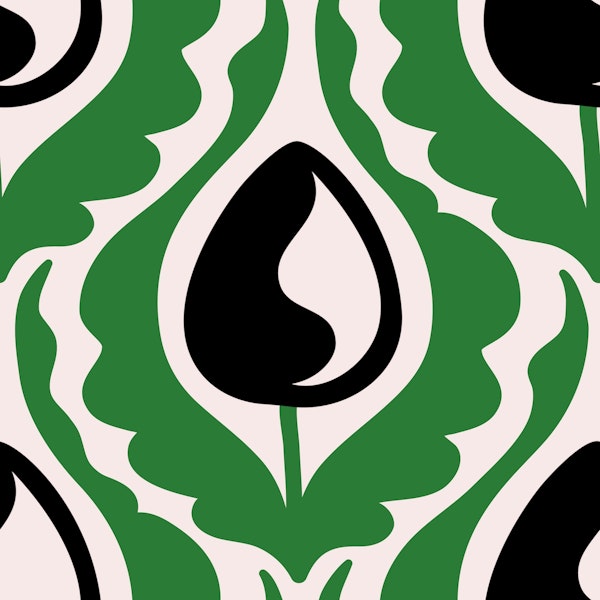 Vintage tulips, green (2878A)