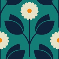 Retro blossoms, teal (2879B) tapete