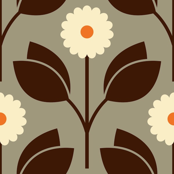 Retro blossoms, brown (2879C)