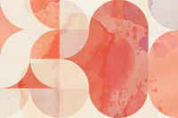 Vivid Peach Coral Mid Century Watercolor wallpaper
