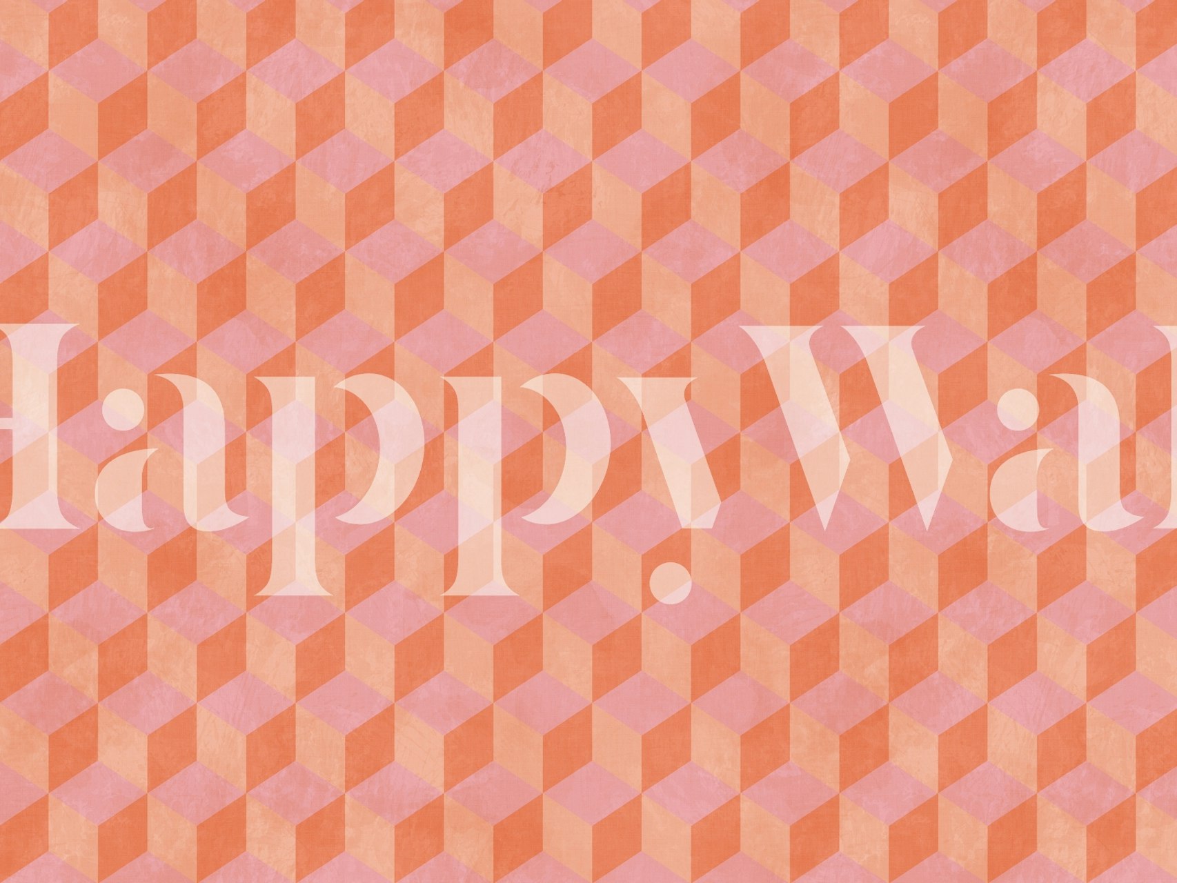 Geometric peach and pink cubes pattern wallpaper