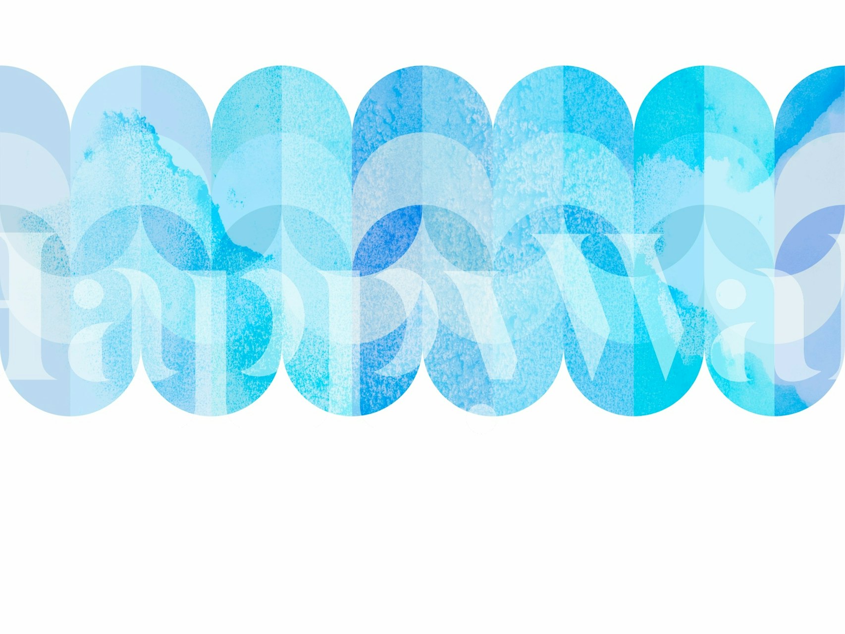 Abstract mid-century modern geometric watercolor waves in seafoam colors