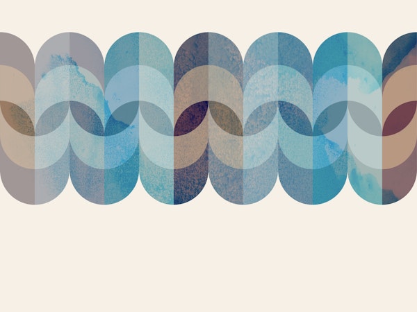 Vivid Sea Foam Mid Century Geometry