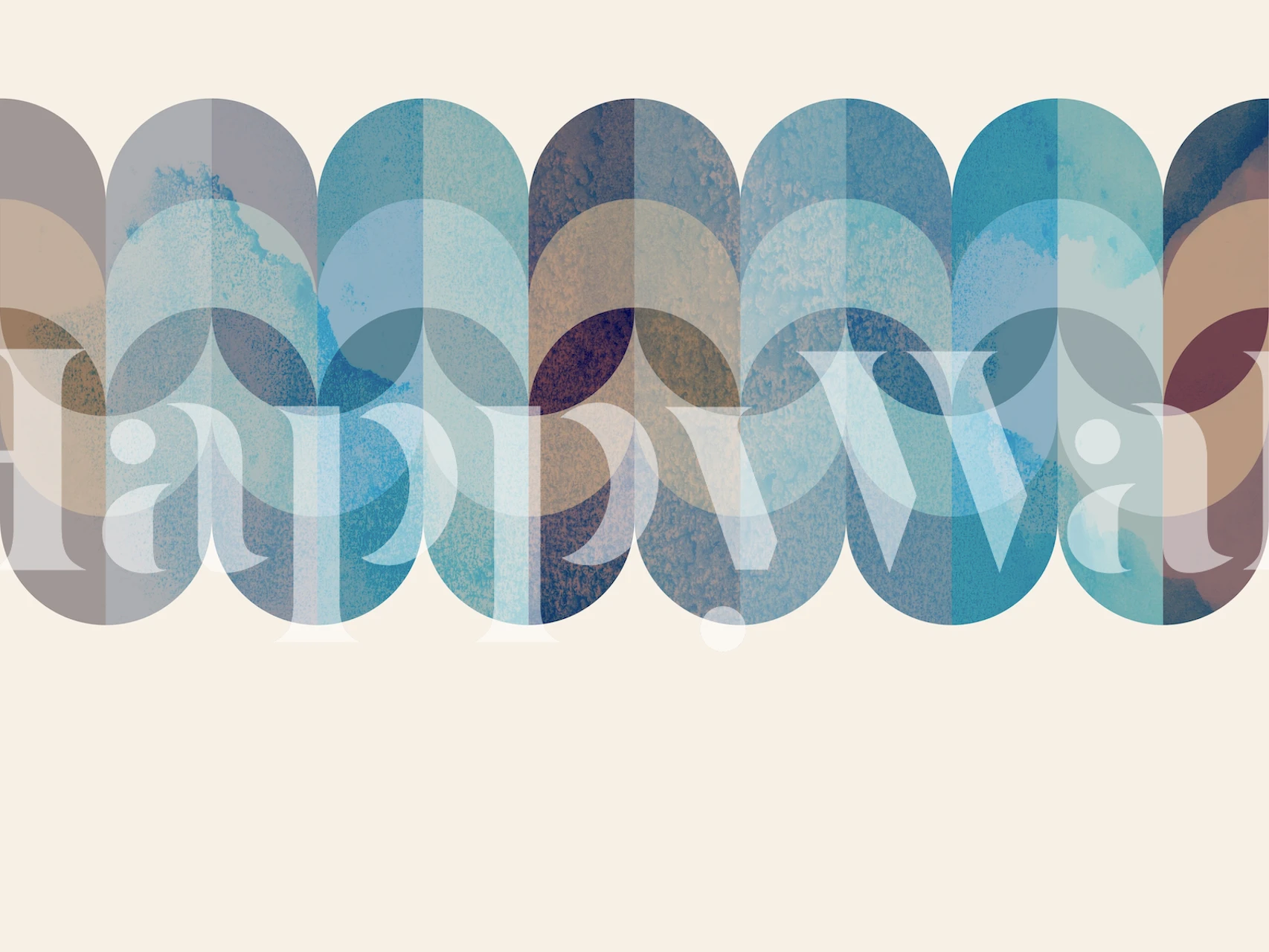 Vivid sea foam mid-century geometry wallpaper in a room