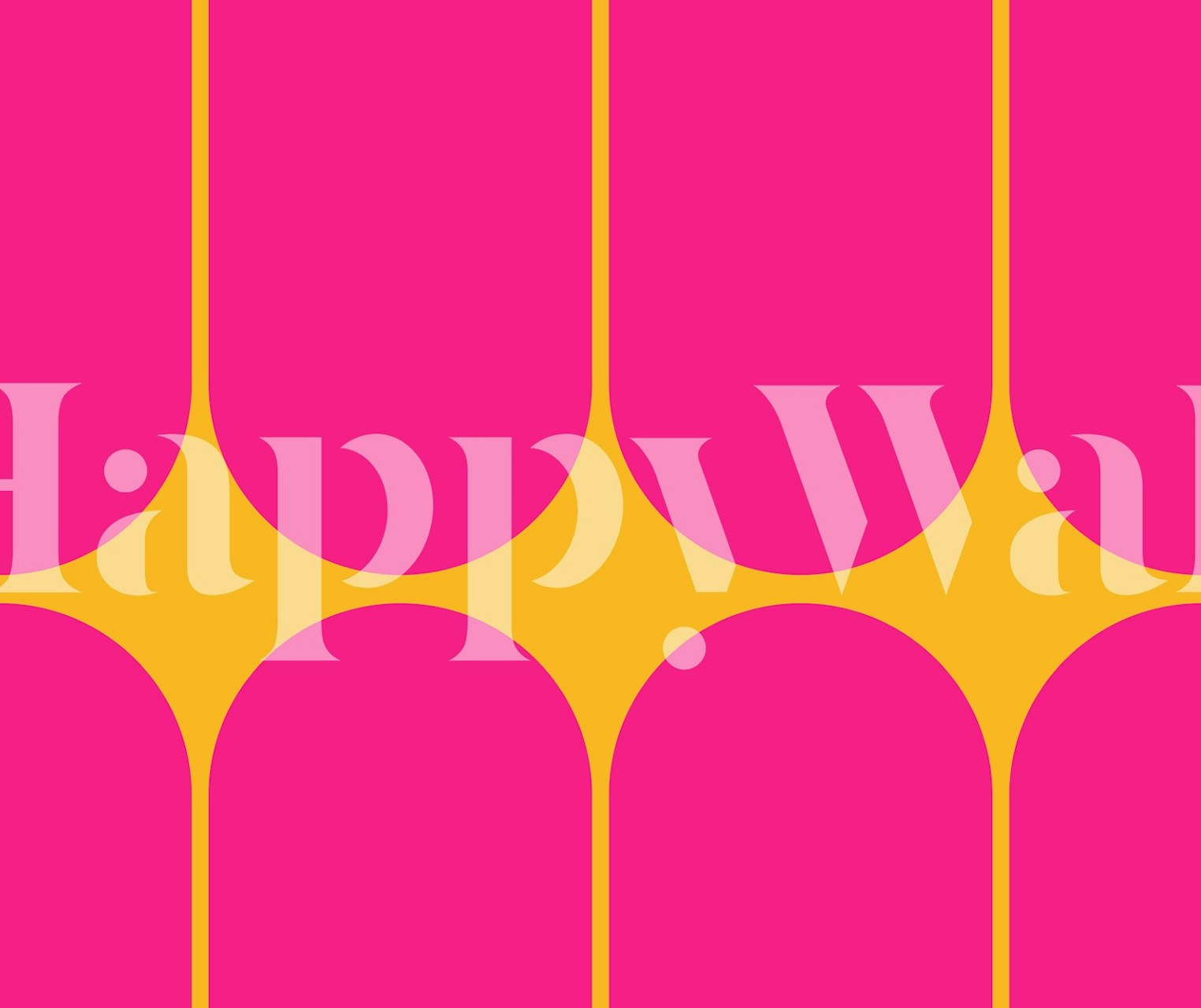 Geometric shapes in bright pink and yellow wallpaper