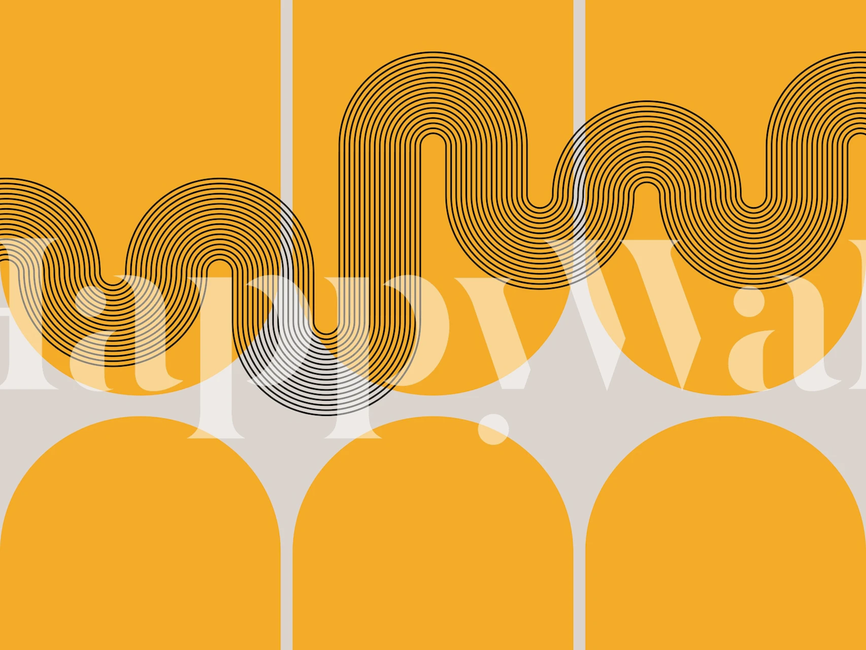 Farverig mid-century tapet i et rum