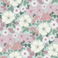 Retro florals - dusty rose tapety