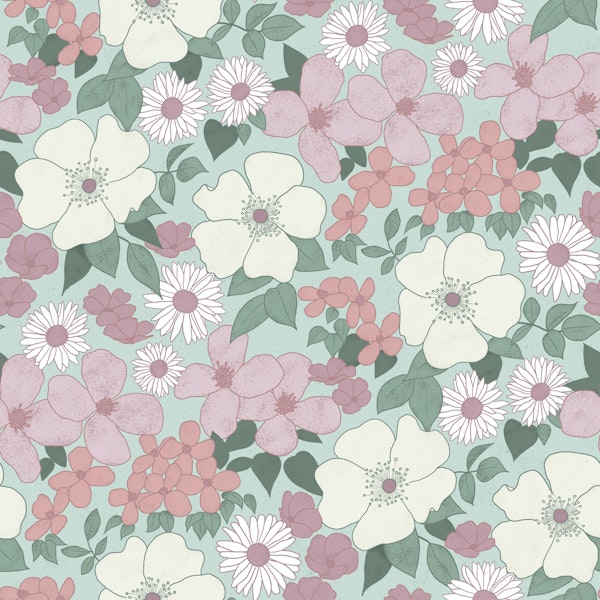 Retro florals - dusty rose