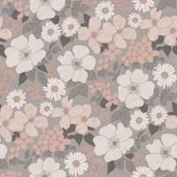 Retro florals - taupe carta da parati