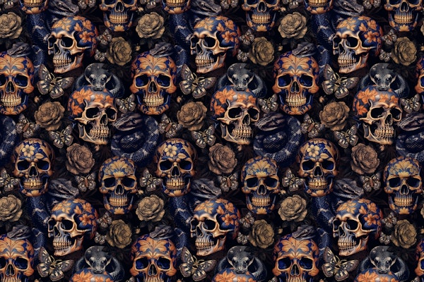 Goth Skulls And Snakes Mystic Night